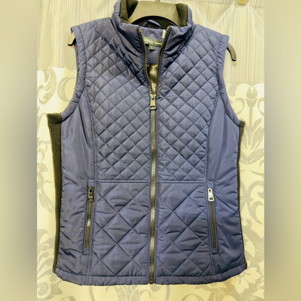 Vtg‎ Puffer Jacket Andrew Marc Women’s Quilted Vest Zipped Pockets Blue Size L